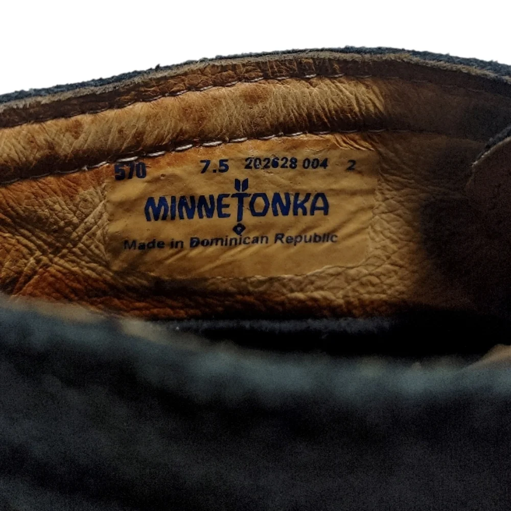 Minnetonka Black Suede El Paso Western Boho Mocassin Boots Women's Size 7.5